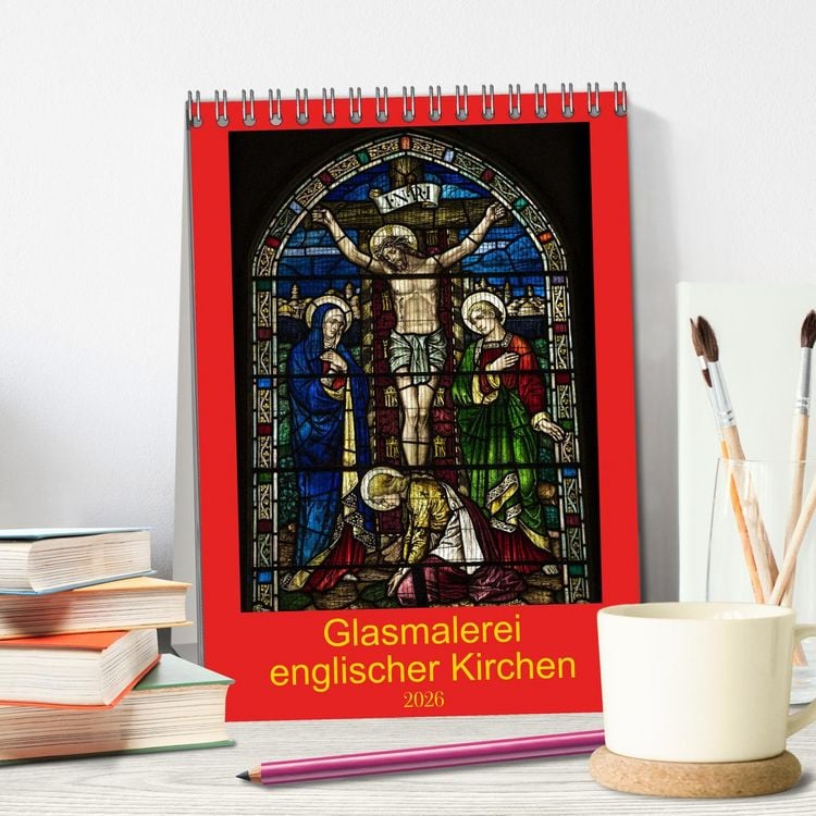 Produktbild: Glasmalerei englischer Kirchen (Tischkalender 2026 DIN A5 hoch), CALVENDO Monatskalender