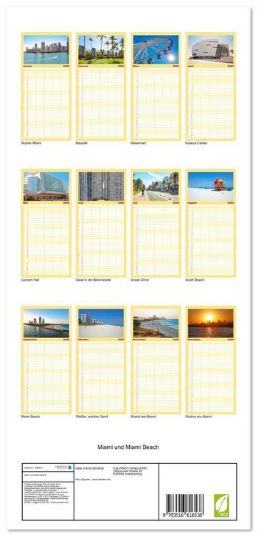 Produktbild: Familienplaner 2026 - Miami und Miami Beach mit 5 Spalten (Wandkalender, 21 x 45 cm) CALVENDO