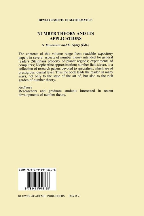 Produktbild: Number Theory and Its Applications