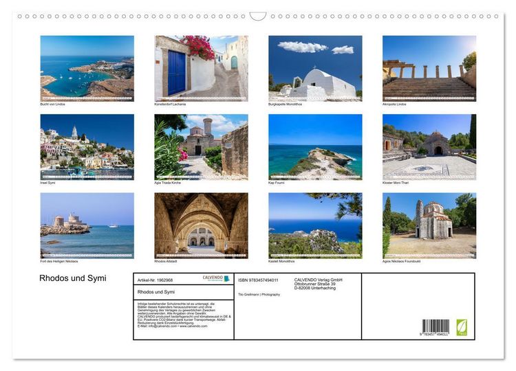Produktbild: Rhodos und Symi (Wandkalender 2026 DIN A2 quer), CALVENDO Monatskalender