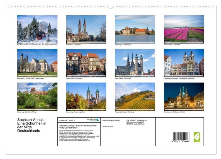 Produktbild: Sachsen-Anhalt - Eine Sch&ouml;nheit in der Mitte Deutschlands (hochwertiger Premium Wandkalender 2026 DIN A2 quer), Kunstdruck in Hochglanz