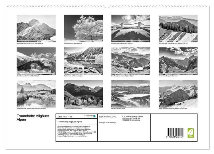 Produktbild: Traumhafte Allg&auml;uer Alpen (hochwertiger Premium Wandkalender 2027 DIN A2 quer), Kunstdruck in Hochglanz