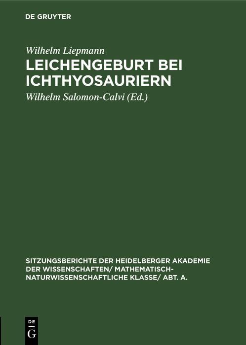 Produktbild: Leichengeburt bei Ichthyosauriern