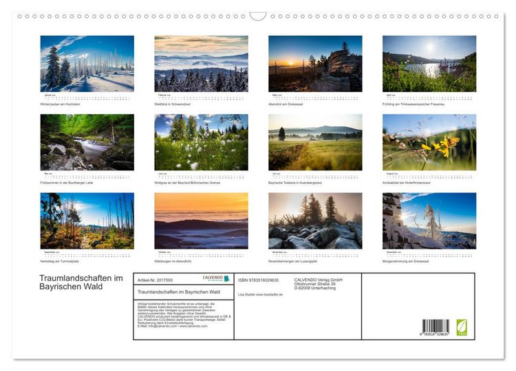 Produktbild: Traumlandschaften im Bayrischen Wald (Wandkalender 2026 DIN A2 quer), CALVENDO Monatskalender