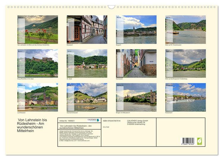 Produktbild: Von Lahnstein bis R&uuml;desheim - Am wundersch&ouml;nen Mittelrhein (Wandkalender 2026 DIN A2 quer), CALVENDO Monatskalender