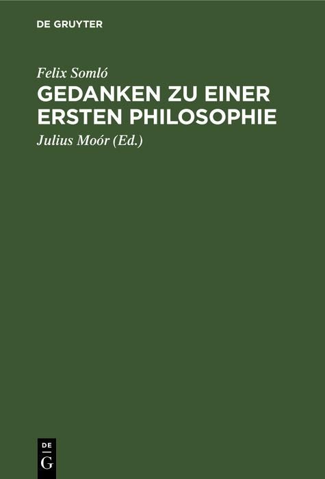 Produktbild: Gedanken zu einer ersten Philosophie