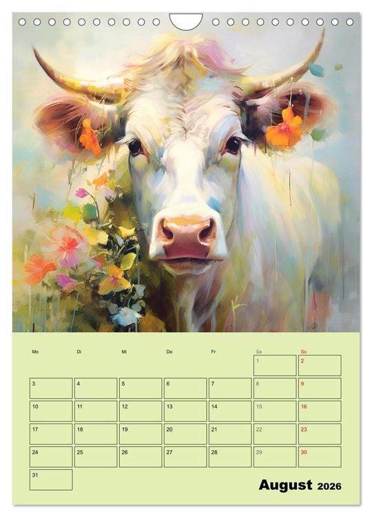 Produktbild: Zauberhafte K&uuml;he. Duftige Aquarelle von tollen Tieren (Wandkalender 2026 DIN A4 hoch), CALVENDO Monatskalender