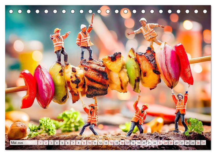 Produktbild: BBQ in Miniatur - Kleine Helden am Braten und Grillen (Tischkalender 2026 DIN A5 quer), CALVENDO Monatskalender