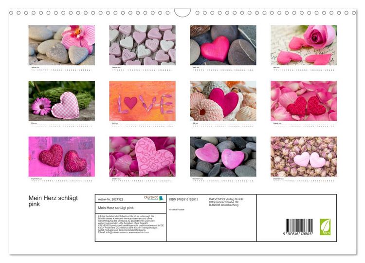 Produktbild: Mein Herz schl&auml;gt pink (Wandkalender 2026 DIN A3 quer), CALVENDO Monatskalender
