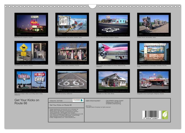 Produktbild: Get Your Kicks on Route 66 (Wandkalender 2026 DIN A3 quer), CALVENDO Monatskalender