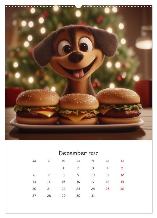 Produktbild: Fellnasen am K&uuml;chentisch - 12 KI-Motive mit Hunden (Wandkalender 2027 DIN A2 hoch), CALVENDO Monatskalender