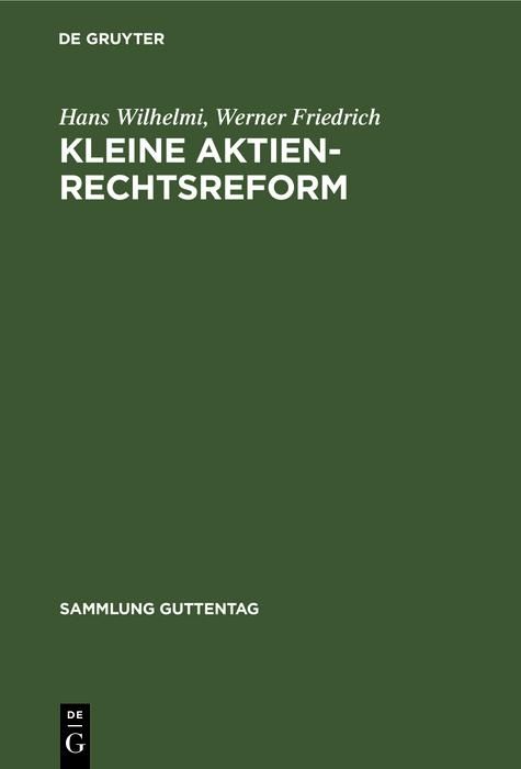 Produktbild: Kleine Aktienrechtsreform