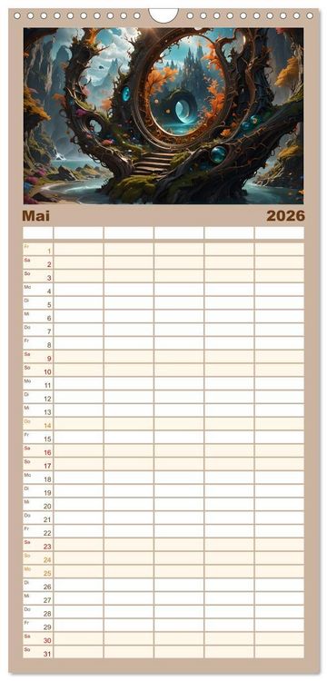 Produktbild: Familienplaner 2026 - Portale in fremde Welten - Mystische Pforten mit 5 Spalten (Wandkalender, 21 x 45 cm) CALVENDO