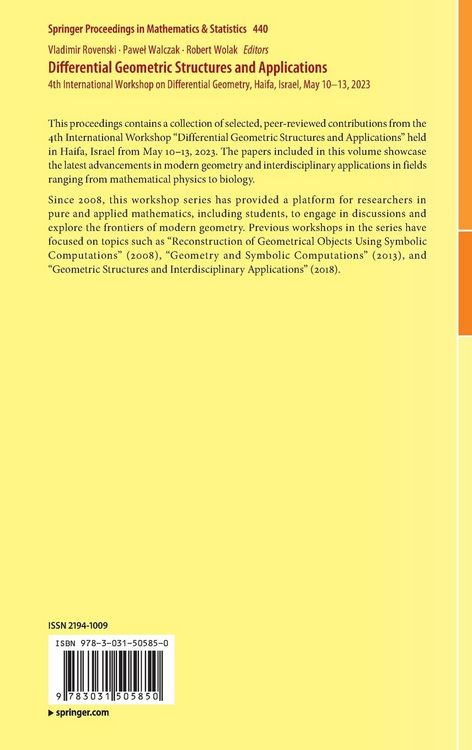 Produktbild: Differential Geometric Structures and Applications