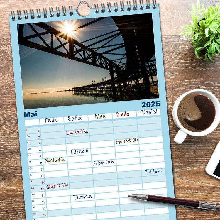 Produktbild: Familienplaner 2026 - Pen&iacute;nsula Ib&eacute;rica mit 5 Spalten (Wandkalender, 21 x 45 cm) CALVENDO