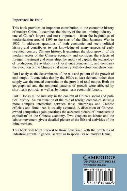 Produktbild: Coal Mining in China's Economy and Society 1895-1937