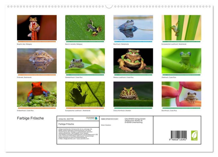 Produktbild: Farbige Fr&ouml;sche (hochwertiger Premium Wandkalender 2026 DIN A2 quer), Kunstdruck in Hochglanz