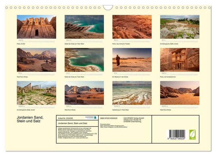 Produktbild: Jordanien Sand, Stein und Salz (Wandkalender 2026 DIN A3 quer), CALVENDO Monatskalender