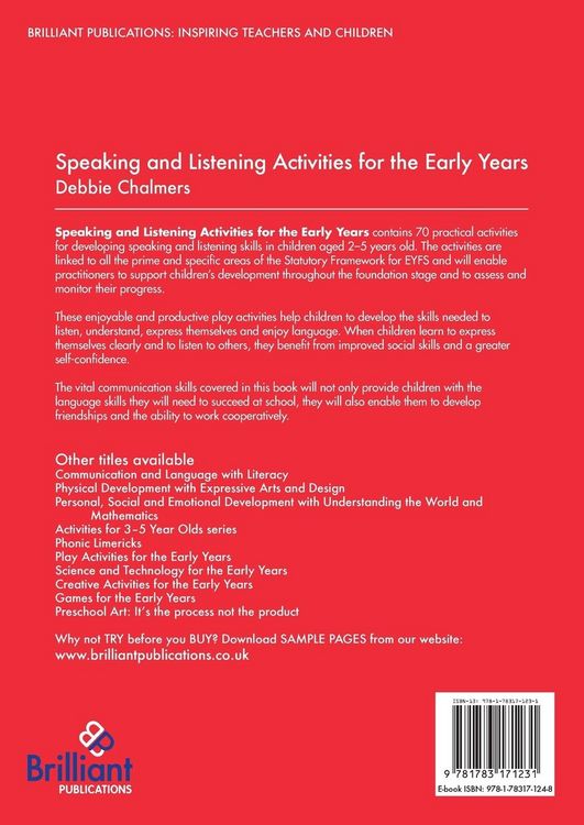 Produktbild: Speaking and Listening Activities for the Early Years