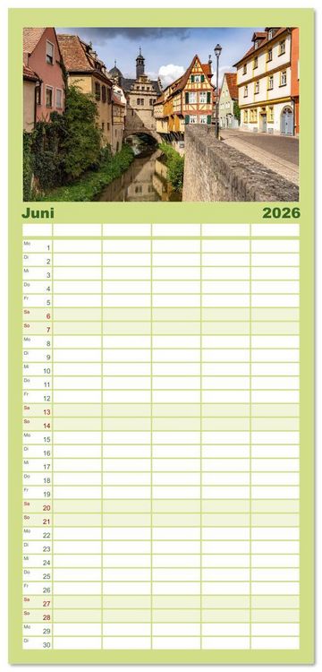 Produktbild: Familienplaner 2026 - Deutschlands sch&ouml;nste Altst&auml;dte - Bayern mit 5 Spalten (Wandkalender, 21 x 45 cm) CALVENDO