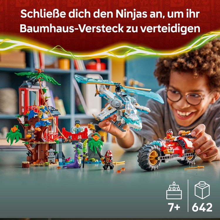 Produktbild: LEGO NINJAGO 71857 Showdown am Baumhaus mit dem Ninja-Bike, Minifiguren