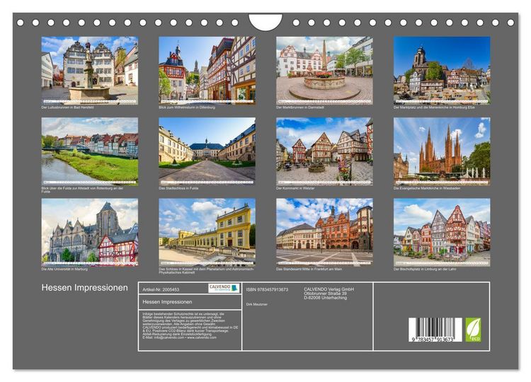Produktbild: Hessen Impressionen (Wandkalender 2026 DIN A4 quer), CALVENDO Monatskalender