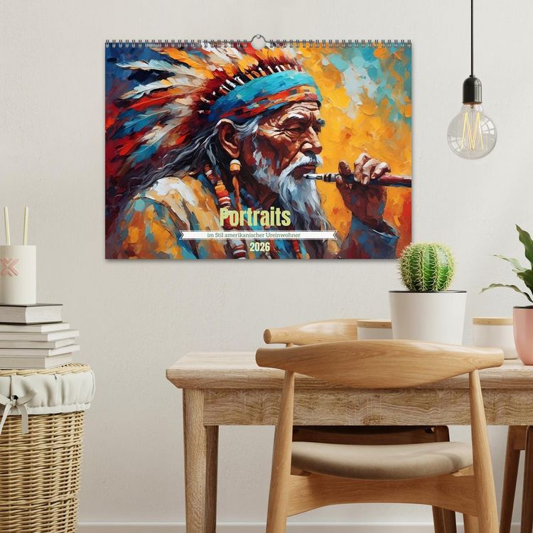 Produktbild: Portraits im Stil amerikanischer Ureinwohner (Wandkalender 2026 DIN A3 quer), CALVENDO Monatskalender