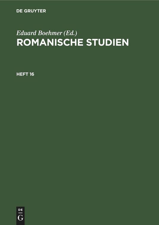 Produktbild: Romanische Studien. Heft 16