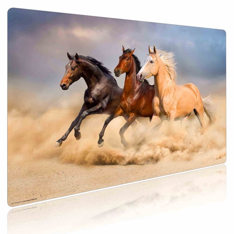 Produktbild: Cover-your-desk Schreibtischunterlage f&uuml;r Kinder und Erwachsene Drei Pferde, aus hochwertigem Vinyl , 60 x 40 cm