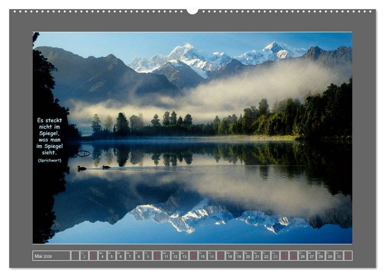 Produktbild: Naturwunder Neuseeland - in Bild und Text (Wandkalender 2026 DIN A2 quer), CALVENDO Monatskalender