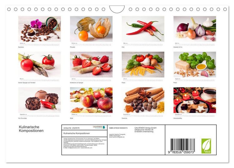 Produktbild: Kulinarische Kompositionen (Wandkalender 2026 DIN A4 quer), CALVENDO Monatskalender