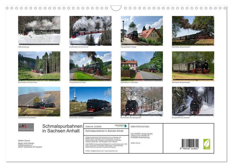 Produktbild: Schmalspurbahnen in Sachsen Anhalt (Wandkalender 2026 DIN A3 quer), CALVENDO Monatskalender