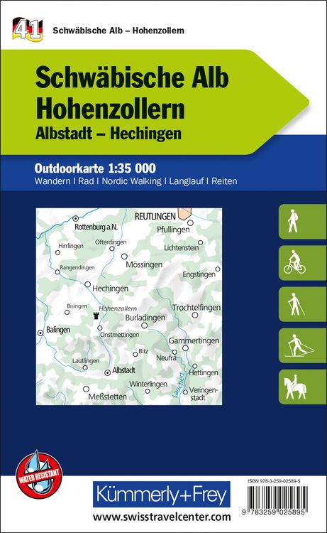 Produktbild: K&uuml;mmerly+Frey Outdoorkarte Deutschland 41 Schw&auml;bische Alb, Hohenzollern 1:35.000