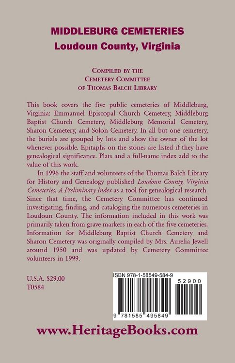 Produktbild: Middleburg Cemeteries, Loudoun County, Virginia