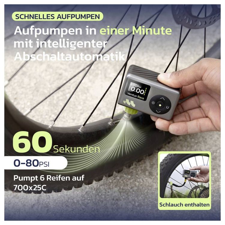 Produktbild: Woowind Elektrische Fahrradpumpe WO-V02
