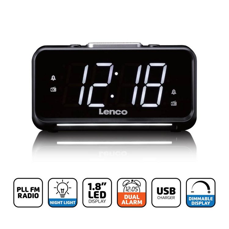 Produktbild: Lenco Tischradio FM, AM UKW, USB Weckfunktion Schwarz
