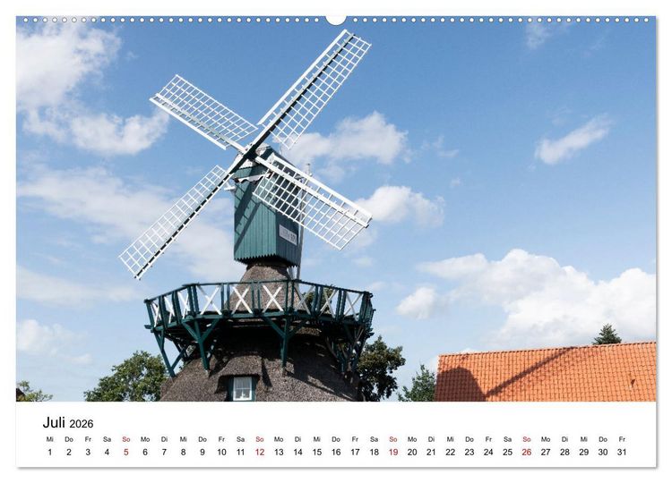 Produktbild: Ostfriesische M&uuml;hlenlandschaft (Wandkalender 2026 DIN A2 quer), CALVENDO Monatskalender