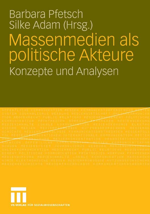 Produktbild: Massenmedien als politische Akteure