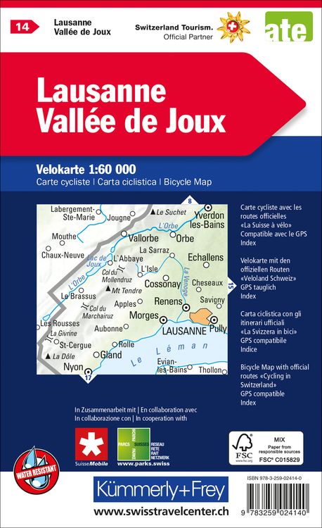 Produktbild: Radwanderkarte Lausanne - Vall&eacute;e de Joux mit Ortsindex (14)