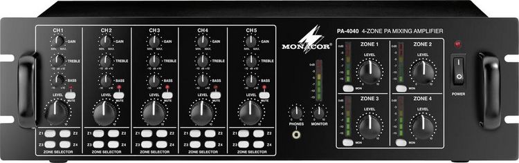 Produktbild: Monacor PA-4040 ELA-Verst&auml;rker 40W 4-Zonen