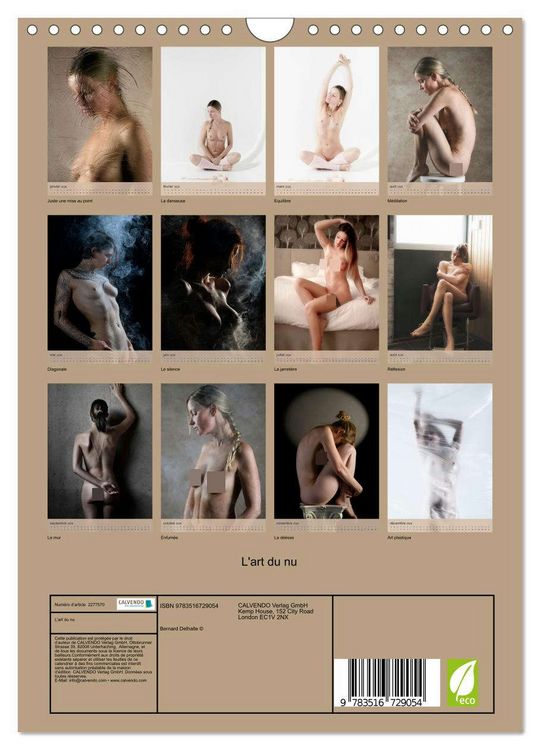 Produktbild: L'art du nu (Calendrier mural 2026 DIN A4 horizontal), CALVENDO calendrier mensuel