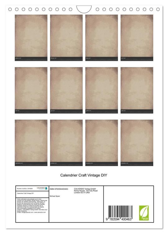 Produktbild: Calendrier Craft Vintage DIY (Calendrier mural 2027 DIN A4 horizontal), CALVENDO calendrier mensuel
