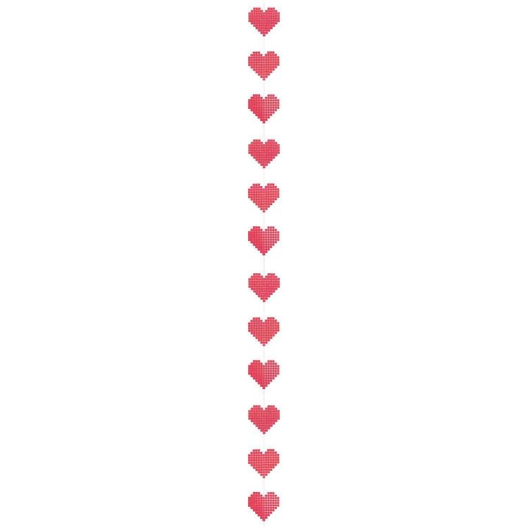Produktbild: Gen&auml;hte Girlande Pixel, Herzen, , 2,3 m