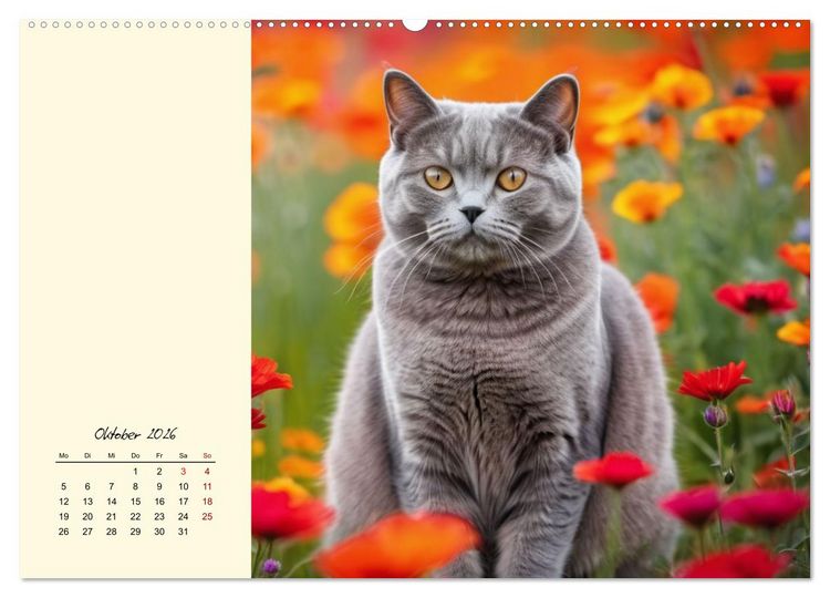 Produktbild: Samtpfoten im Bl&uuml;tenmeer (hochwertiger Premium Wandkalender 2026 DIN A2 quer), Kunstdruck in Hochglanz