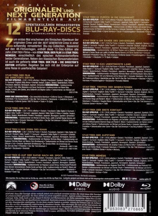 Produktbild: Star Trek 1-10 Film Collection [11 BRs] + [Bonus Blu-ray]