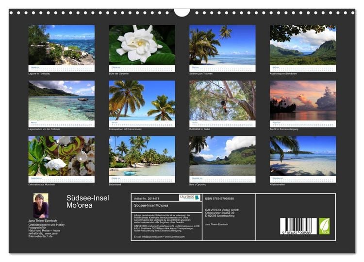 Produktbild: S&uuml;dsee-Insel Mo'orea (Wandkalender 2026 DIN A3 quer), CALVENDO Monatskalender