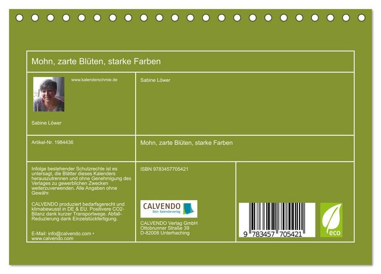 Produktbild: Mohn, zarte Bl&uuml;ten, starke Farben (Tischkalender 2026 DIN A5 quer), CALVENDO Monatskalender