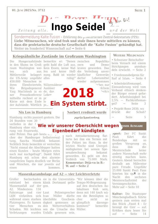 Produktbild: 2018 Ein System stirbt