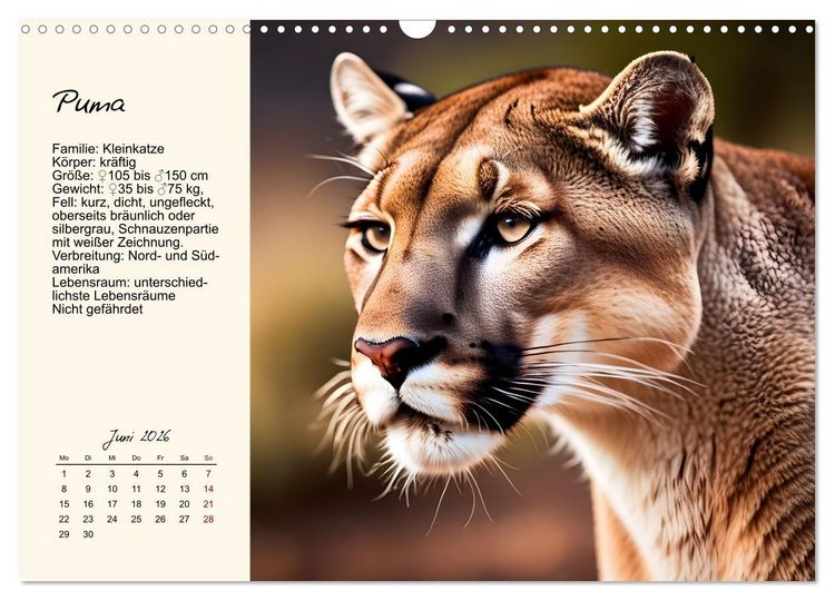 Produktbild: Zw&ouml;lf Raubkatzen im Portrait (Wandkalender 2026 DIN A3 quer), CALVENDO Monatskalender