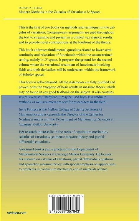 Produktbild: Modern Methods in the Calculus of Variations